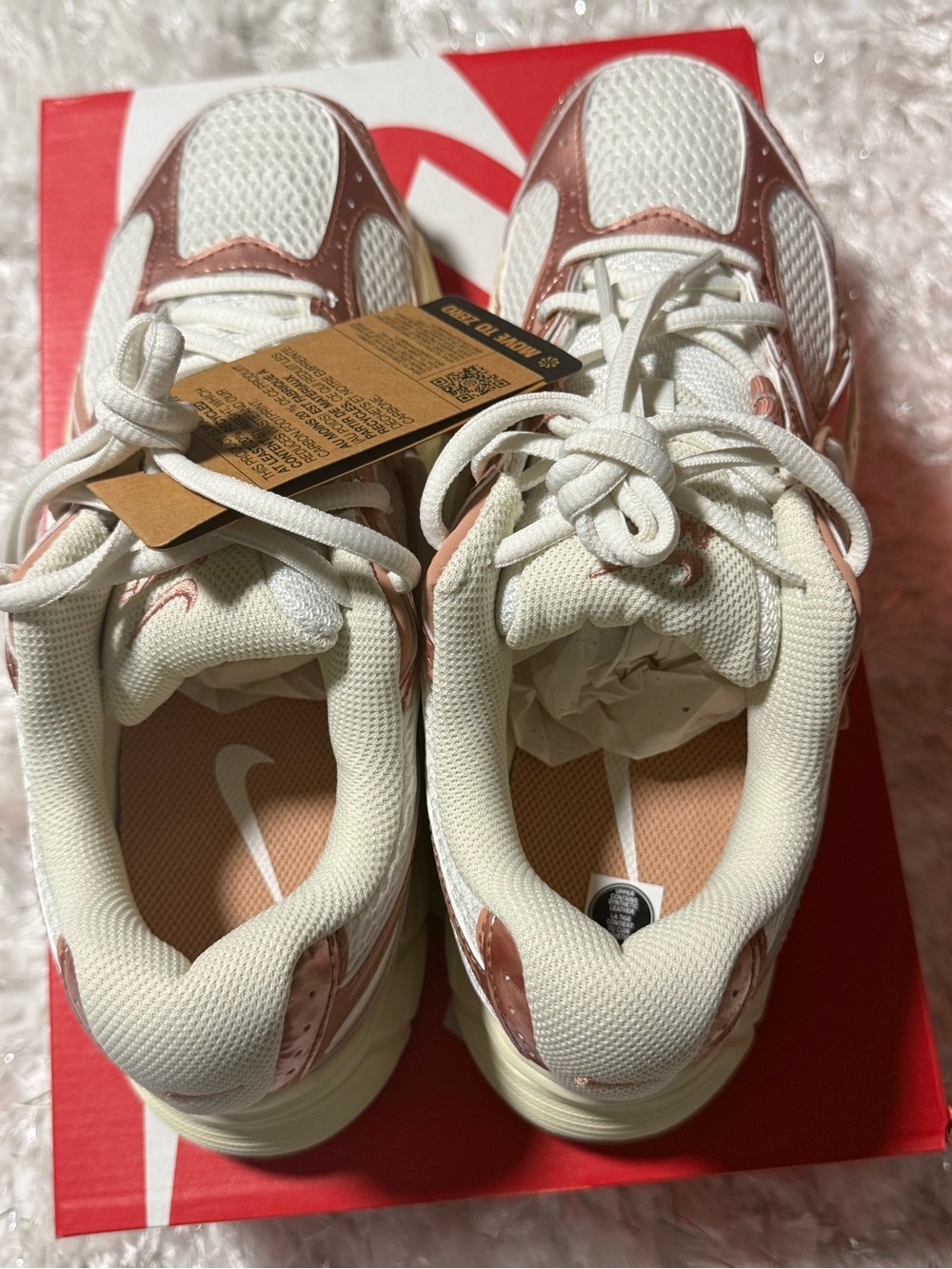 Nike Women's Rose Gold and White Mesh Sneaker - Picture 4 of 4